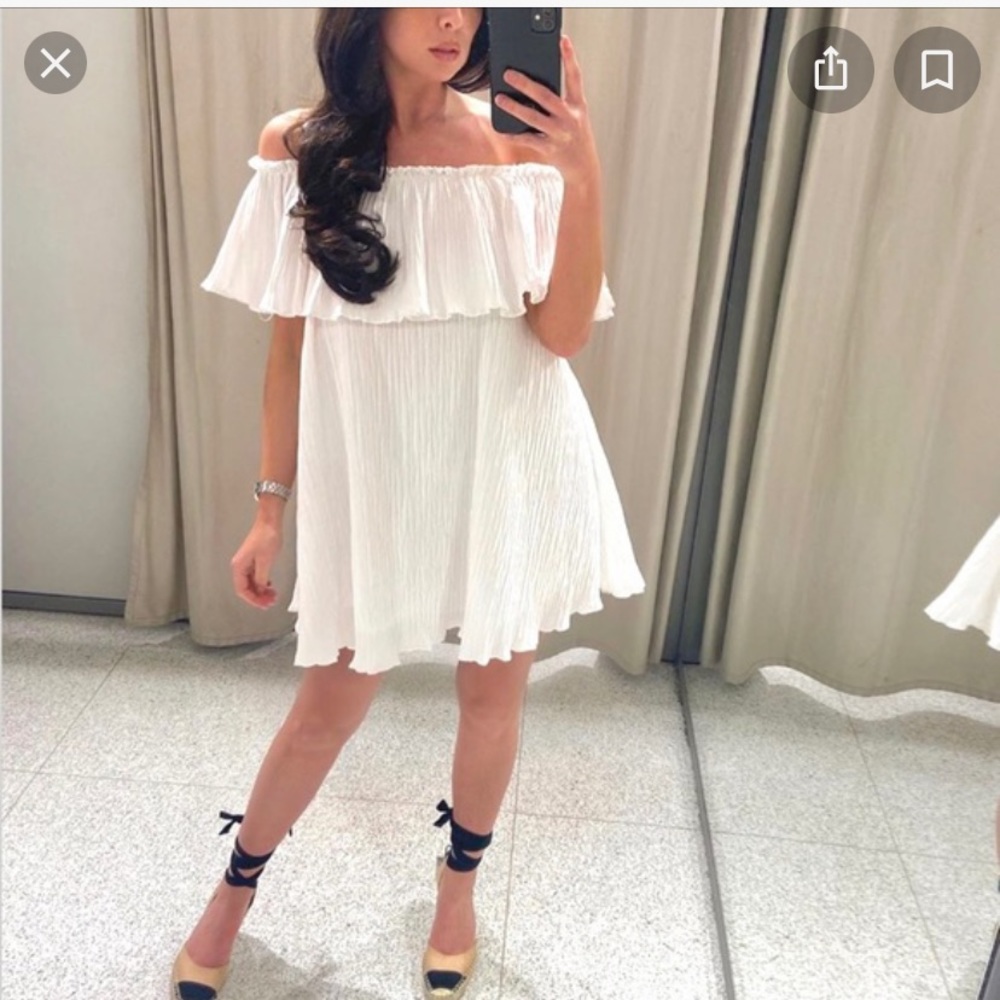 NWT Zara pleated off the shoulder mini dress